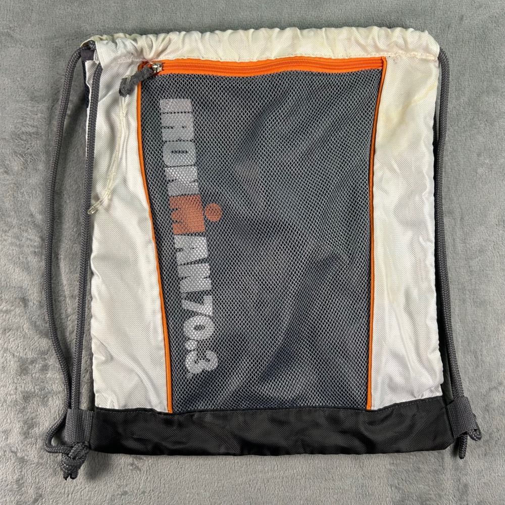 Ironman 70.3 Drawstring Backpack 35 Years Anniversary Cinch Bag White Grey